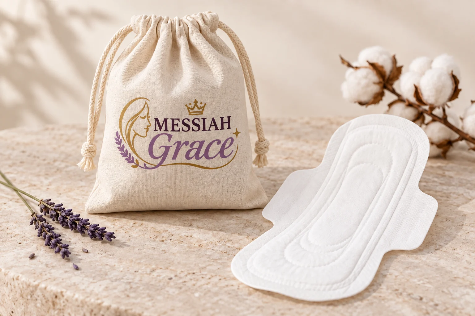 Messiah Grace potli bag and sanitary pad concept